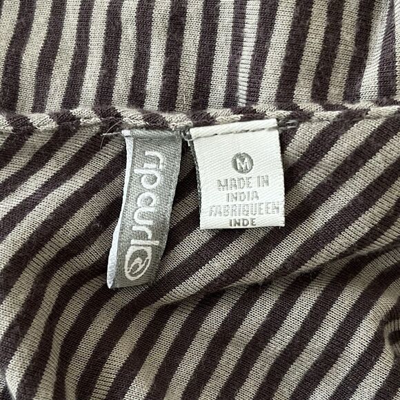 Ripcurl One Shoulder Striped Maxi Dress Size M Brown White Beachy Coastal Preppy - Picture 8 of 9